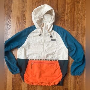 LL Bean Mens Medium Mountain Anorak Jacket Classic Aztec 1/2 Zip Hooded Sz M